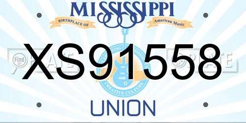XS91558 Mississippi License Plate