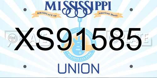 XS91585 Mississippi License Plate