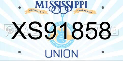 XS91858 Mississippi License Plate