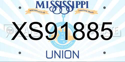 XS91885 Mississippi License Plate