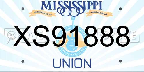 XS91888 Mississippi License Plate