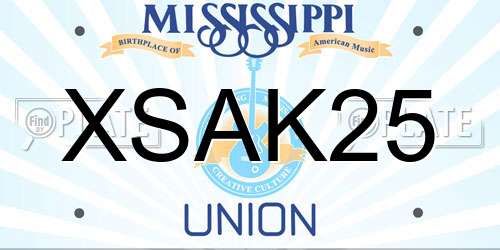 XSAK25 Mississippi License Plate