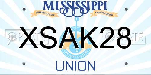 XSAK28 Mississippi License Plate