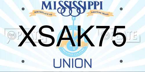 XSAK75 Mississippi License Plate