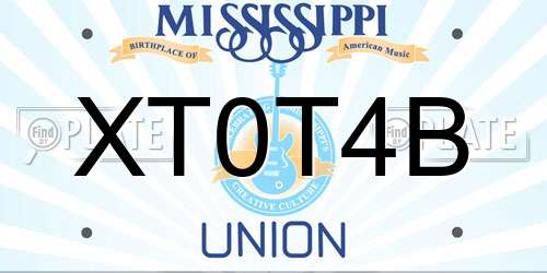 XT0T4B Mississippi License Plate
