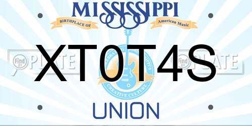 XT0T4S Mississippi License Plate