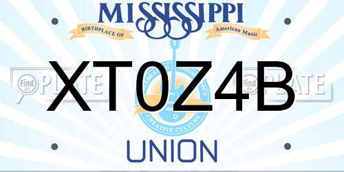 XT0Z4B Mississippi License Plate