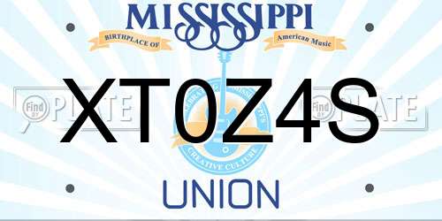 XT0Z4S Mississippi License Plate