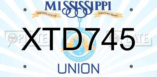 XTD745 Mississippi License Plate