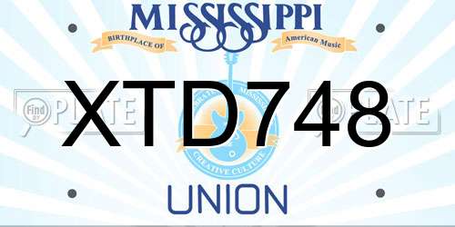 XTD748 Mississippi License Plate