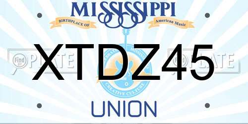 XTDZ45 Mississippi License Plate
