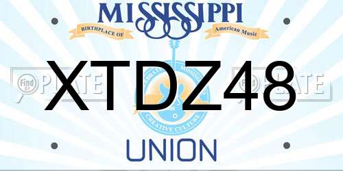 XTDZ48 Mississippi License Plate