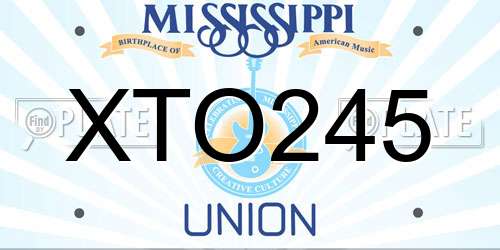 XTO245 Mississippi License Plate