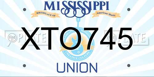 XTO745 Mississippi License Plate