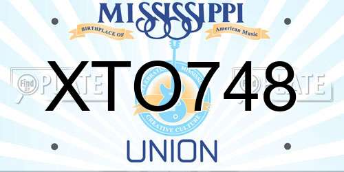 XTO748 Mississippi License Plate