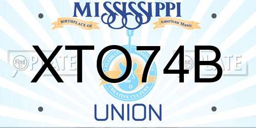 XTO74B Mississippi License Plate