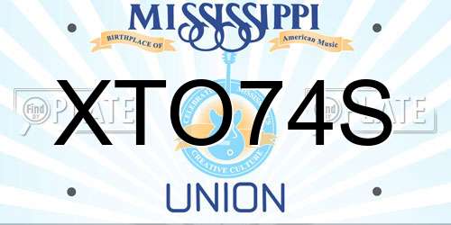 XTO74S Mississippi License Plate