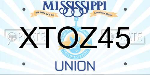 XTOZ45 Mississippi License Plate