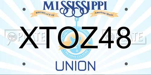 XTOZ48 Mississippi License Plate