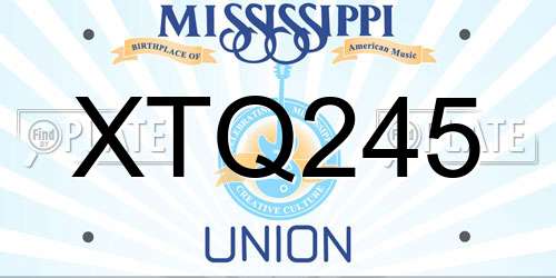 XTQ245 Mississippi License Plate
