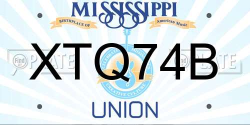 XTQ74B Mississippi License Plate