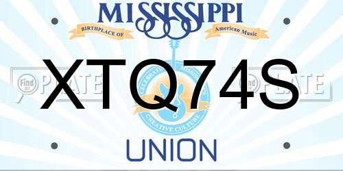 XTQ74S Mississippi License Plate