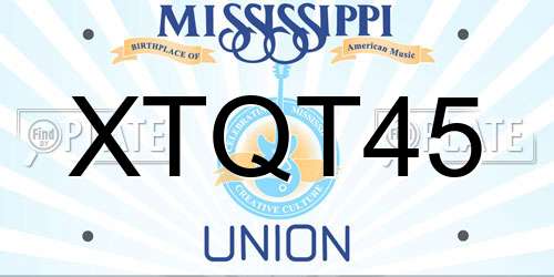 XTQT45 Mississippi License Plate