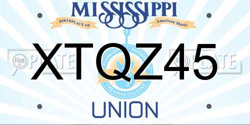 XTQZ45 Mississippi License Plate