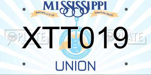 XTT019 Mississippi License Plate
