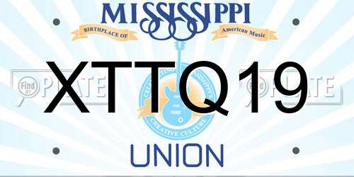 XTTQ19 Mississippi License Plate