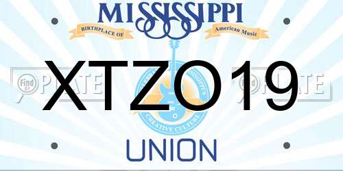 XTZO19 Mississippi License Plate