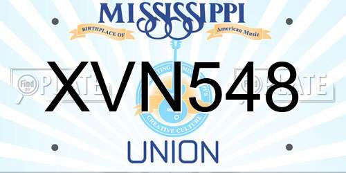 XVN548 Mississippi License Plate