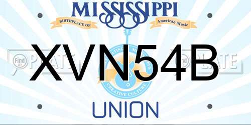 XVN54B Mississippi License Plate