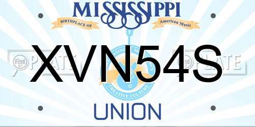 XVN54S Mississippi License Plate