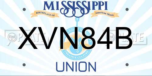 XVN84B Mississippi License Plate