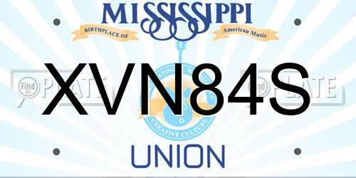 XVN84S Mississippi License Plate