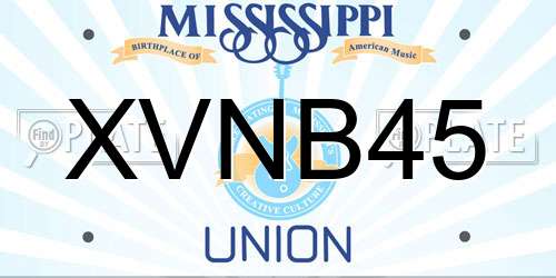 XVNB45 Mississippi License Plate