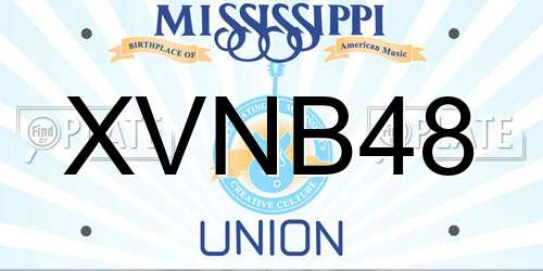 XVNB48 Mississippi License Plate