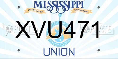 XVU471 Mississippi License Plate