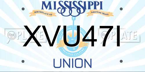 XVU47I Mississippi License Plate