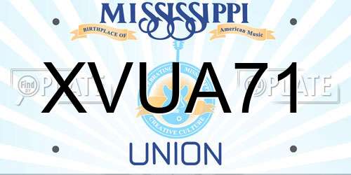 XVUA71 Mississippi License Plate