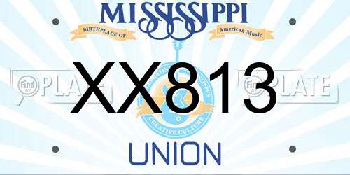 XX813 Mississippi License Plate