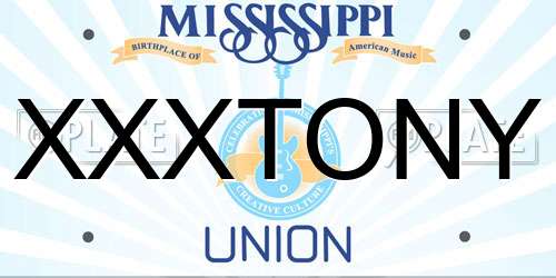 XXXTONY Mississippi License Plate