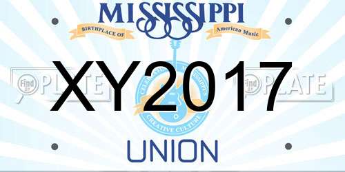 XY2017 Mississippi License Plate