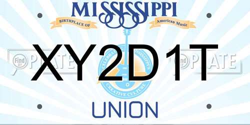 XY2D1T Mississippi License Plate