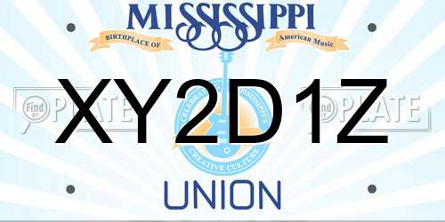 XY2D1Z Mississippi License Plate