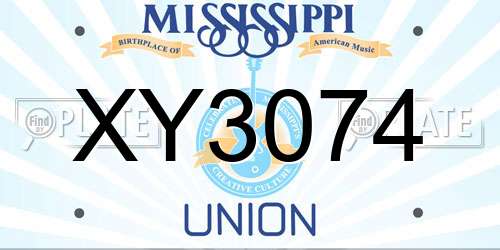 XY3074 Mississippi License Plate