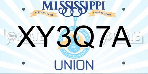 XY3Q7A Mississippi License Plate