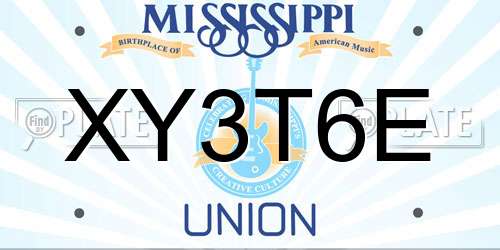 XY3T6E Mississippi License Plate