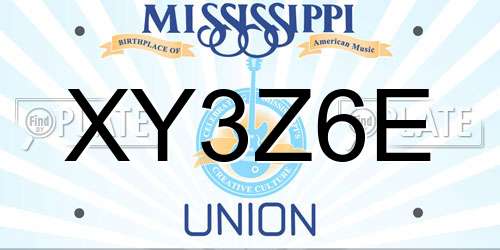 XY3Z6E Mississippi License Plate